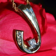 14k yellow gold pendant 0.24ct natural diamond charm vintage handmade 2.4gr