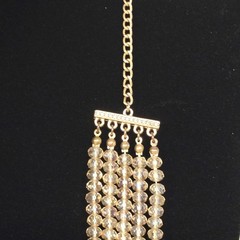 Vintage Layered Glass bib Necklace Champagne Colored Statement Sparkle Jewelry
