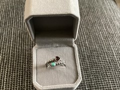Vintage Sterling Silver Double Stone Ring Size 5
