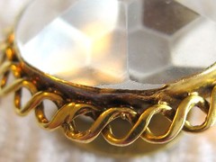 ANTIQUE 14K GOLD FACETED CUT GLASS ROCK CRYSTAL CUFF LINKS SLEEVE STUD BUTTON
