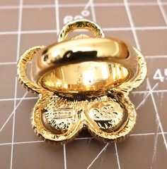 Joan Rivers ring green flower imitation jade clear crystals vintage signed Size7