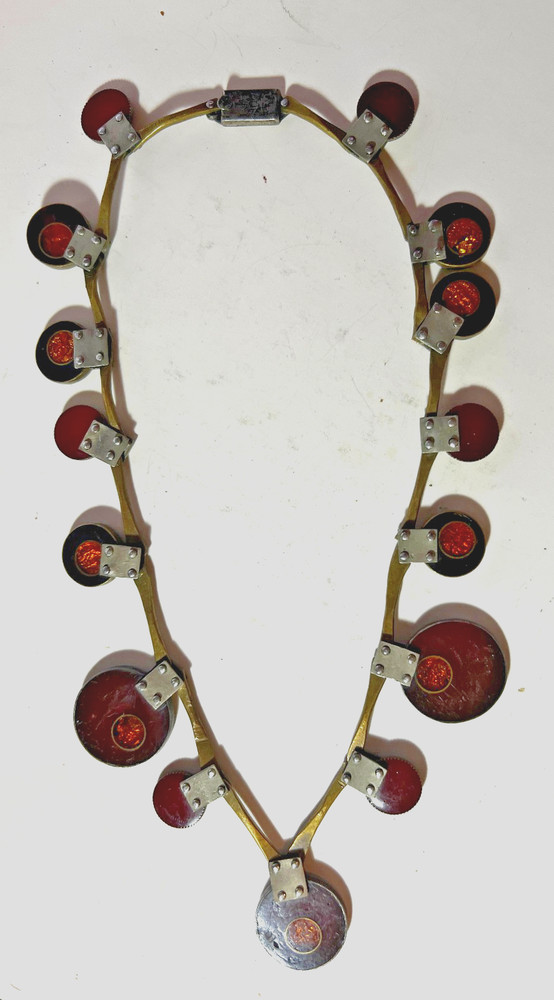 VINTAGE JHS MEXICO ARTS CRAFTS STERLING MIXED METAL IMPORTANT NECKLACE FREE SHIP