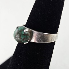 Vintage Sterling Adjustable Ring Israel with Azurite 2.0g Size 5 [8446]