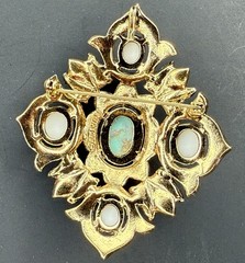 Vintage Sarah Coventry 1968 Remembrance Faux Turquoise Pearl Pendant Brooch Pin