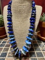 LAPIS & KINGMAN TURQUOISE – Graduated Rondelle Disk Necklace & Sterling Silver