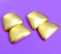 VTG RUNWAY LES BERNARD 2 1/4″ DANGLE TIERED SATIN GP EARRINGS 70s MODERNIST CLIP