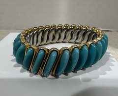 VTG Antique Signed DFB Co CARMELITA Expansion Bracelet Turquoise Blue Color GF