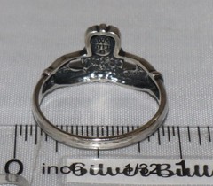 Vintage Sterling Silver Wheeler Lab Created or Faux Opal Claddagh Ring Size 9