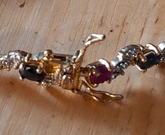 Vintage Jewelry Ross Simmons Gold Plated 925 Multi Gemstone Tennis Bracelet