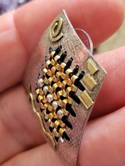 VTG SHARON M. DONOVAN MICHIGAN EARRINGS & PIN 14KT GOLD STERLING AWESOME DESIGN