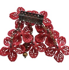 MIRIAM HASKELL Vintage 1930s Dangling Celluloid Wired Brooch Red Flowers