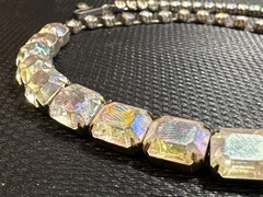 Aurora Borealis Rhinestone Rivière Necklace Mid-20th Century