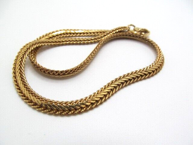 Vintage Gold Tone Thick Twist Foxtail 5.80mm Chain Necklace 15.5 Inch