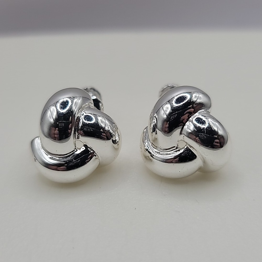 Vtg Napier Screw Back Silver Tone Love Knot Twist Clip On Earrings