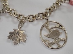 Sterling Silver Charm Bracelet w/ 8 Beautiful Charms ~ 7-1/2″ ~ 41.4g ~ 5-C434