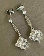 Art Deco Style Round Lab Created Diamond Anniversary 14K White Gold FN Earrings