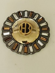Henri Bendel New York Art Deco Brooch Radiating Baguette Crystals Hematite Vtg