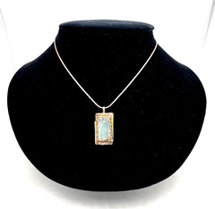Vintage 925 Silver And Gold Necklace With Green Stone Delicate And Special.