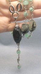 Aventurine, Nephritis And Agate Gemstone Statement Necklace Lariat 26in