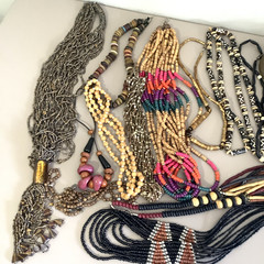 Large Ethnic Tribal Jewelry Lot Wood Seed Bead African Boho Necklaces Bracelets