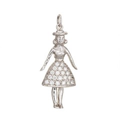 Vintage Art Deco Diamond Charm Platinum Woman A Line Skirt Pendant Fine Jewelry