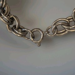 Vintage Silver Tone Double Link Charm Bracelet Chain 6.5″ Clasp Starter