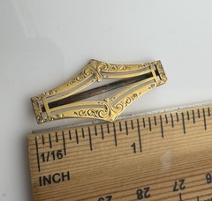 Antique Victorian Gold Gilt Brass Buckle Sash Scarf Pin Ornate Etched Gold
