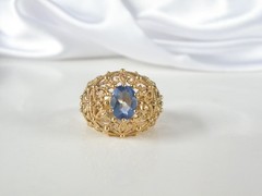 Ross Simons Sterling Silver 925 Gold on Simulated Tanzanite Filigree Ring Size 6