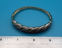 Vintage Vermeil Gold Sterling Silver Multi-Gemstone Braided Ribbon Bangle 7″
