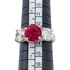Sterling Silver 925 Simulated Ruby Cubic Zirconia Ring Size 6