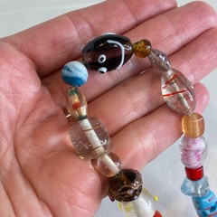 Vintage Necklace Handcrafted Glass Bead Lampwork Long Strand Multi Color 37″