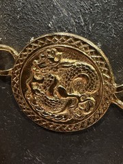PAKULA CUBAN LINK GOLD CHAIN DRAGON PENDANT 15″ NECKLACE EUC