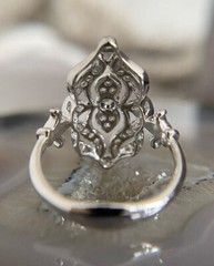 Vintage Inspired Filigree Ring 2.3 Ct Simulated Diamond 14k White Gold Plated