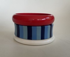 Vintage Lot 3 Chunky Bangles Red White Blue Stripes Lucite Plastic Mix Retro