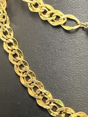 VTG STUNNING NAPIER SIGNED SHINY GOLD TONE DOUBLE CURB CUBAN LONG 30″ NECKLACE