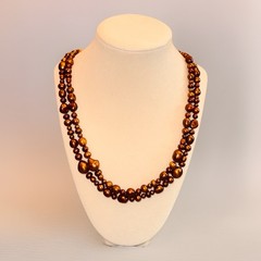 Vintage Estate 61” Copper Bronze Baroque Freshwater Pearl Endless Necklace