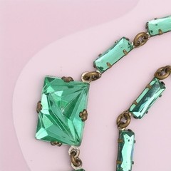 Vtg 1930s Art Deco Czech Vauxhall Foiled Glass Necklace