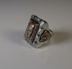 Mexican Biker Ring Native American Indian Head Warpath Vintage