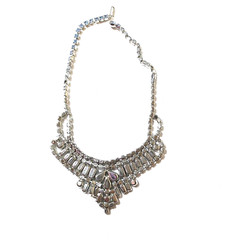 Juliana D&E Light Aqua Blue Baguette Rhinestone Bib Choker Necklace 14.5″
