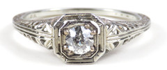 Antique Art Deco 1920’s European Diamond Engagement Rg 18KW Sz 6.25 UK-M EGL USA