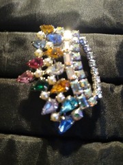 Vintage B David Crown Brooch Pin AB Multi-color Rhinestone Faux Pearl (L112)
