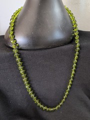 16″ Vtg Green Glass Beaded Necklace Flower Clasp Morocco