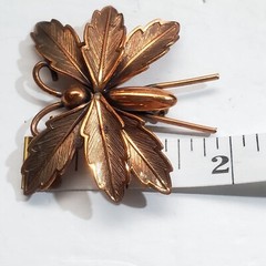 Vintage Copper Tone Metal Textured and Shiny Butterfly Bug Insect Brooch Pin