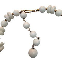 Vintage Haskell Style Choker Necklace Chunky White Molded Lucite Beads 50s 60s 5