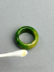 Bakelite Size 6.5 Vintage Green Marbled Chunky Ring
