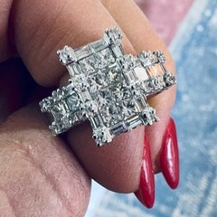 VINTAGE 18K WHITE GOLD 3 CT NATURAL DIAMOND RING!