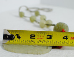 Vintage Carved Green Serpentine Necklace with Hand Tie Robe 26 in