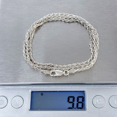 Vintage Italy Sterling Silver 925 2.5mm Rope Chain Necklace 19.5″