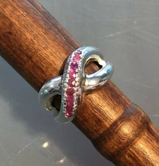 STUNNING DESIGNER T&C PINK TOPAZ STERLING SILVER CROSSOVER BAND RING 925 SZ 7