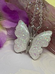 Silver Fire Opal Butterfly Anniversary Birthday Wedding White Gift Memorial Brid
